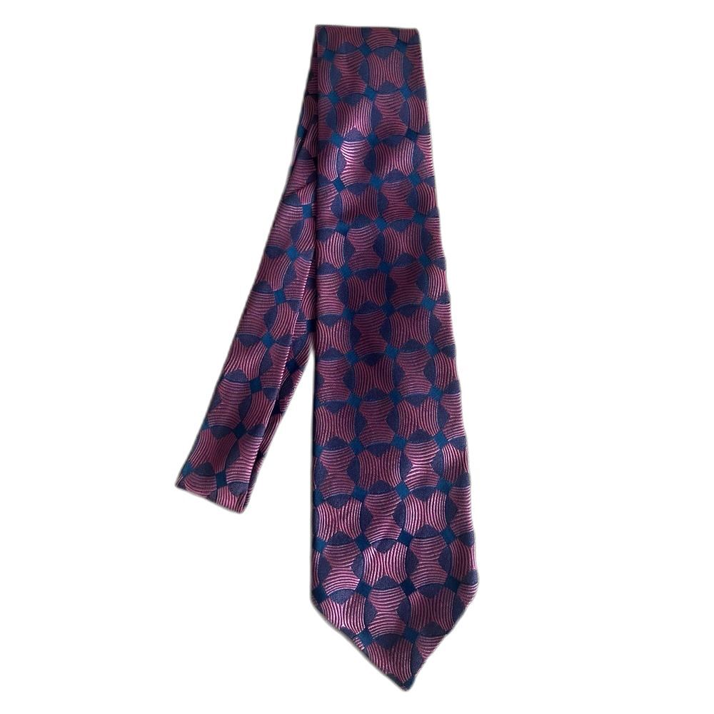 Vintage Rhodia Necktie Tie Blue Pink Woven in France